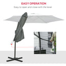 Outsunny 3m Cantilever Parasol With Easy Lever Crank Handle 6 Metal Ribs Grey