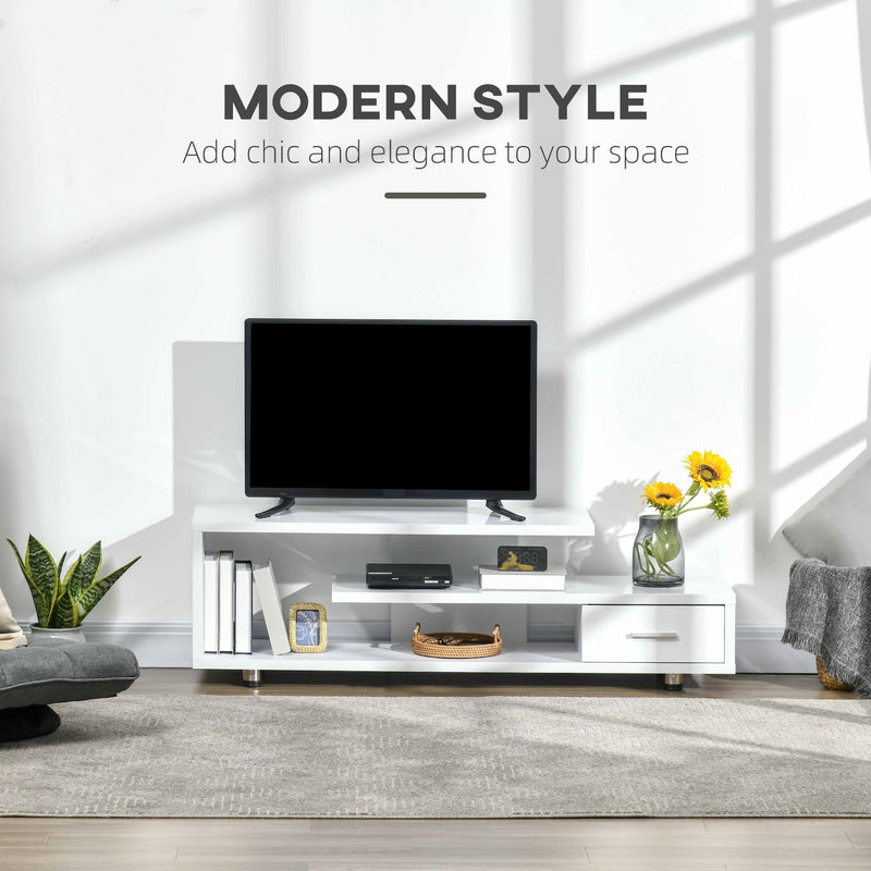 HOMCOM TV Stand for TVs up to 45" TV Cabinet W/ Storage Drawer High Gloss White