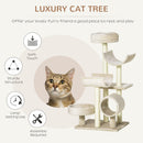 PawHut Cat Tree For Indoor Cats With Scratching Post Perch Tunnel Beige