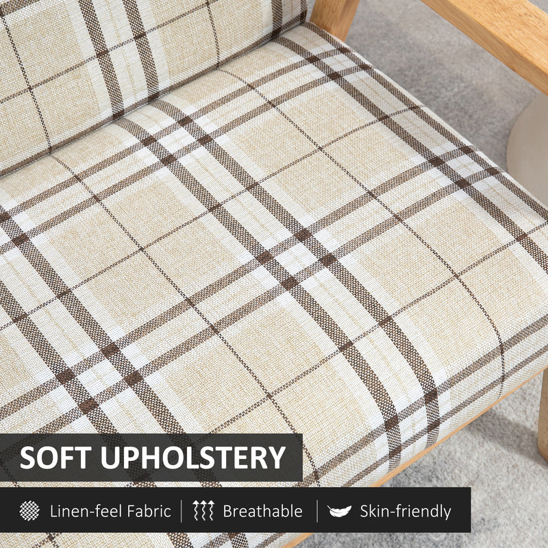 HOMCOM 2 Seater Sofa with Rubber Wood Frame Linen Fabric Love Seat Small Couch