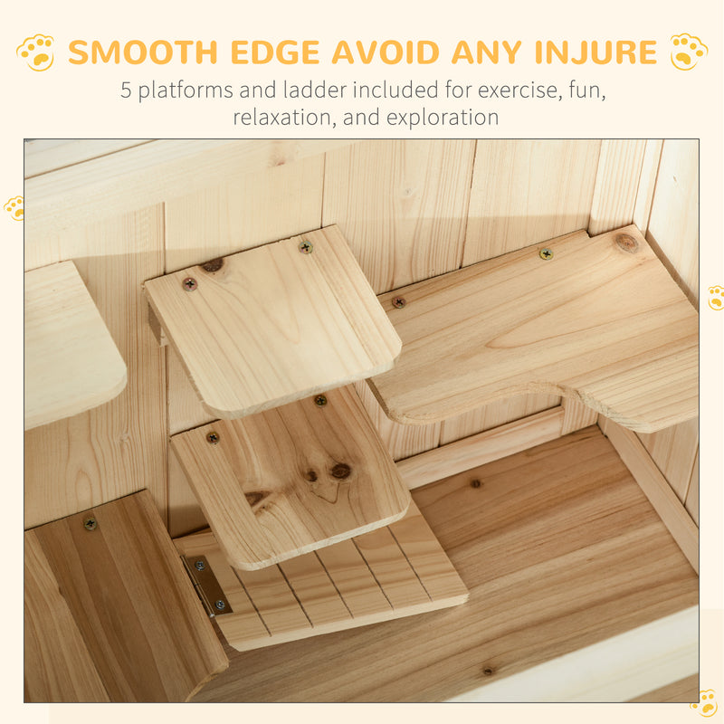 PawHut Wooden Hamster Cage w/ Storage Shelf, Openable Top for Gerbils and Mice