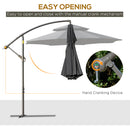 Outsunny 2.7m Cantilever Banana Parasol Outdoor Sun Shade w/ Crank, Black