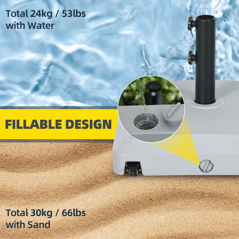Outsunny Water or Sand Filled Outdoor Market Umbrella Base Stand with Wheels