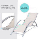 Outsunny 3 Pieces Lounge Chair Set Garden Sunbathing Chair w/ Table Cream