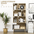 HOMCOM Freestanding Bookshelf with Bottom Cabinet and 6 Open Shelves, Natural