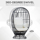 Outsunny Swivel Egg Chair Rattan Outdoor Chair with Cushion for Patio Black