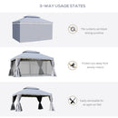 Outsunny 3x4m 2-Tier Gazebo Aluminium Garden Marquee Party Tent Canopy Grey
