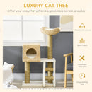 PawHut Cat Tree Kitten Tower Cattail Weave W/ Scratching Posts, Bed, House