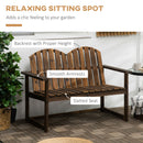 Outsunny Wooden Bench for Two People, Patio Loveseat Chair w/ Slatted Backrest