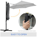 Outsunny 2.5M Offset Roma Patio Umbrella W/ 360° Rotation and Base, Dark Grey