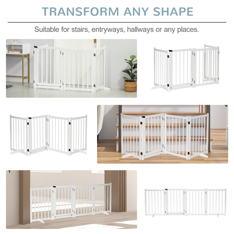 PawHut Freestanding Pet Gate w/ 2 Support Feet for Doorways Stairs White