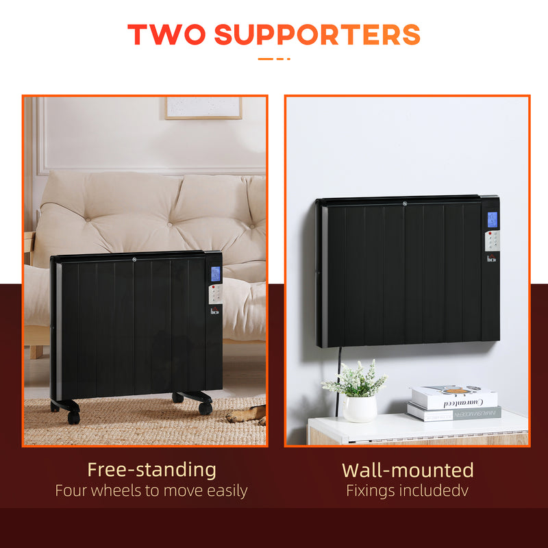 HOMCOM Convector Radiator Panel Space Heater Freestanding / Wall-mounted Black