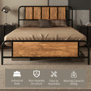 HOMCOM Double Bed Frame Steel Bed Base with Headboard 145 x 199cm Brown