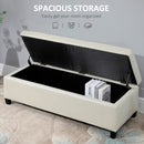 HOMCOM Linen Storage Ottoman Bench Padded w/ Tufting Hinged Lid Wood Frame Beige