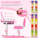HOMCOM Kids Study Desk and Chair Set w/ USB Lamp, Adjustable Height - Pink