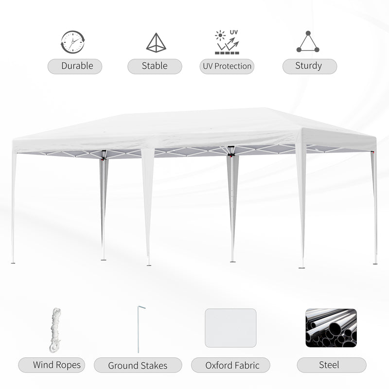Outsunny 6 x 3M Pop Up Gazebo Patio Party Event Heavy Duty Canopy White