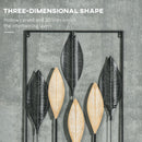 HOMCOM 3D Metal Wall Art Leaves for Home Decor, Hanging Wall Sculpture, Black