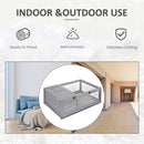 PawHut Tortoise House w/ Mesh Roof, Small Pet Reptile Wooden House - Grey