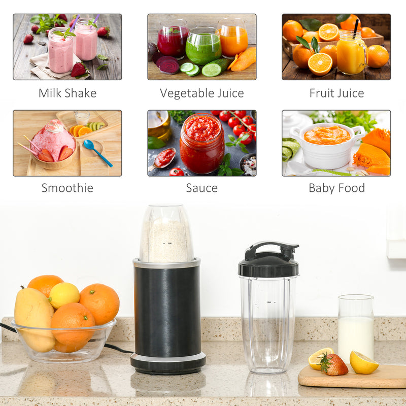 HOMCOM Countertop Blender 1000W Smoothie Maker with 0.7L and 0.35L Mix Cup