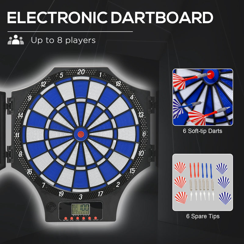SPORTNOW Electronic Dartboard Set with Cabinet, 31 Games, for 8 Players