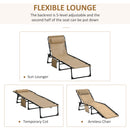 Outsunny Lounger Folding Reclining Camping Bed 5-position Adjustable Beige