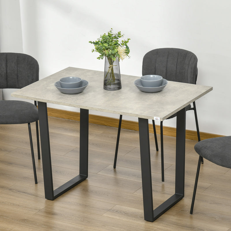 HOMCOM Rectangular Dining Table with Adjustable Steel Base for 4 People Grey