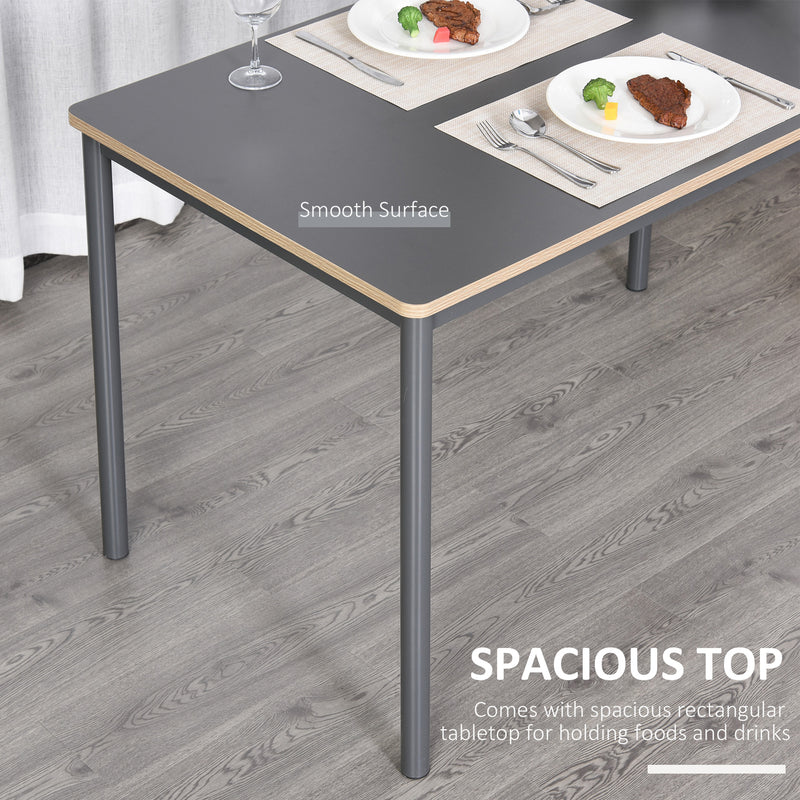 HOMCOM 120cm Minimalistic Dining Table Steel Frame Foot Pads Simple Style Grey