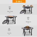 Outsunny Firepit on Wheels Fire Bowl W/ Grill Spark Screen Cover Fire Poker