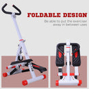 HOMCOM Foldable Stepper Adjustable Step Machine w/ Handlebar LCD Display, Red