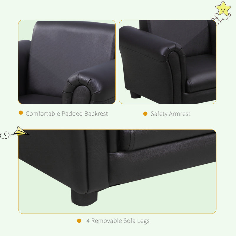 HOMCOM Kids Sofa Chair Set Armchair Seating Seat Bedroom Playroom Stool Black