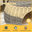 PawHut Wicker Cat House, Rattan Raised Cat Bed w/ Soft Cushion, ?40 x 30cm