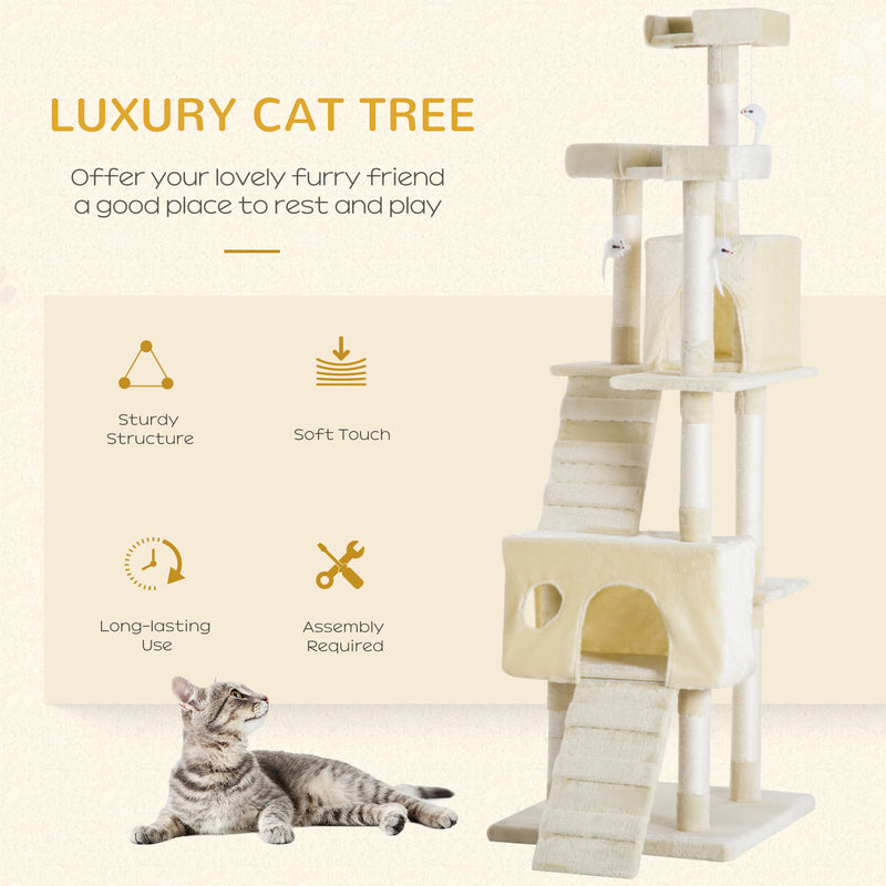 PawHut Condo Furniture Scratcher Post Pet Cat Tree Kitten Bed House Play Toy