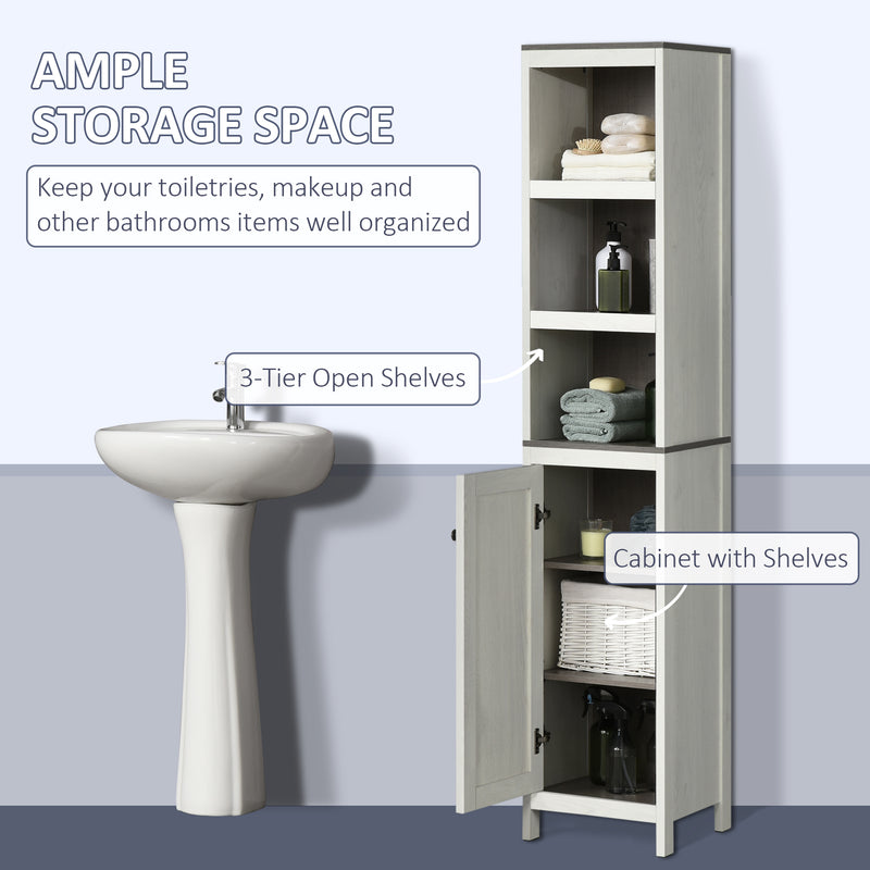 kleankin Pedestal Sink Storage Cabinet, Under Sink Cabinet, Bathroom Vanity  Cabinet with Adjustable Shelf and Open Bottom Shelf, Gray 