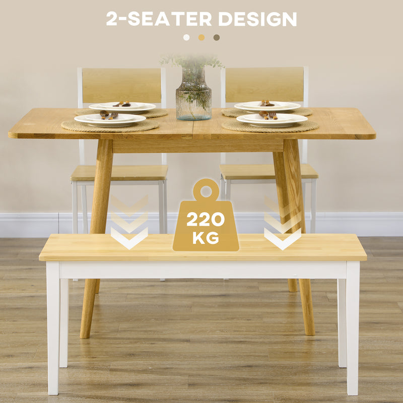HOMCOM Wood Dining Bench Wooden Bench for 2 People, Natural Wood Effect