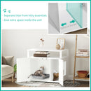 PawHut Wood Cat Litter Box Enclosure Furniture w/ Adjustable Interior Wall White