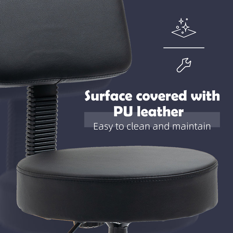 HOMCOM Adjustable Swivel Salon Chair Padded Seat Back 5 Wheels Black