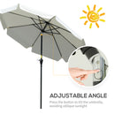 Outsunny 2.7m Patio Umbrella Garden Parasol with Crank, Ruffles, 8 Ribs, White