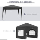 Outsunny 3mx3m Pop Up Gazebo Party Tent Canopy Marquee with Storage Bag Black