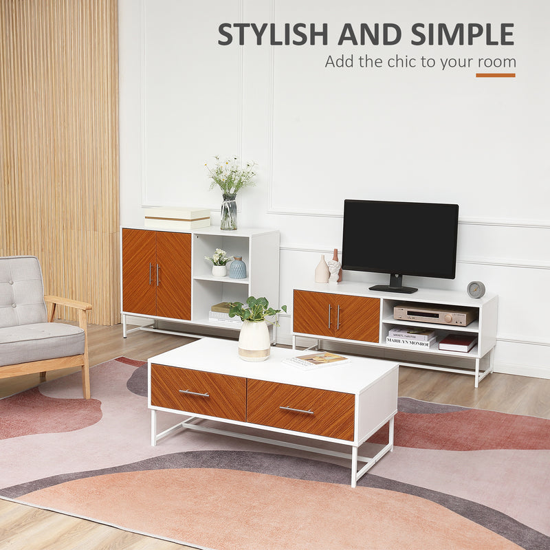 HOMCOM TV Unit Cabinet Media Console Table Stand with Shelves and Cupboard
