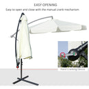 Outsunny 2.7m Garden Cantilever Banana Parasol Sun Shade w/ Crank, Cream White