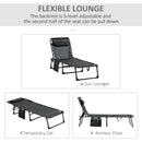 Outsunny Lounger Folding Reclining Camping Bed 5-position Adjustable Black