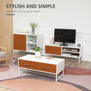 HOMCOM Coffee Table Sofaside Table with Drawers and Open Shelf for Living Room