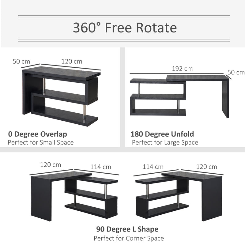 HOMCOM Modern Corner 360° Rotating L-Shaped Computer Desk Writing Table
