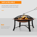 Outsunny Firepit Outdoor Patio Heater w/Spark Screen Cover, Log Grate, Poker