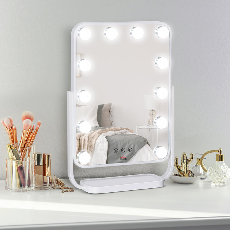 HOMCOM Hollywood Vanity Mirror with Dimmable LED Bulbs, Memory Function Bedroom