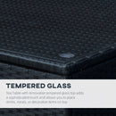 Outsunny Side Table Furniture Tempered Glass Garden Patio Wicker Black