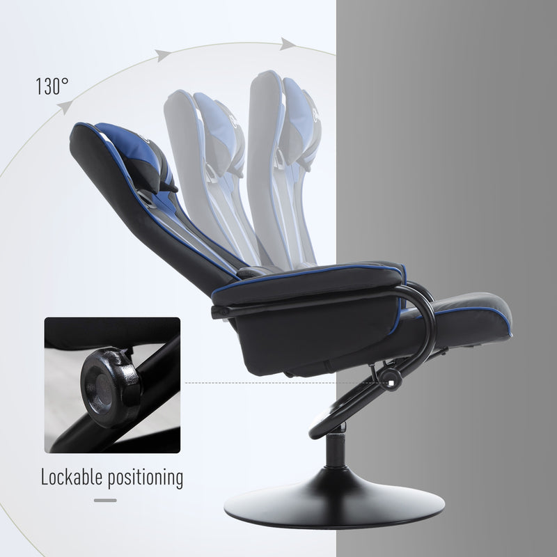 Vinsetto Video Game Chair and Footrest Set with Lumbar Support Headrest Grey
