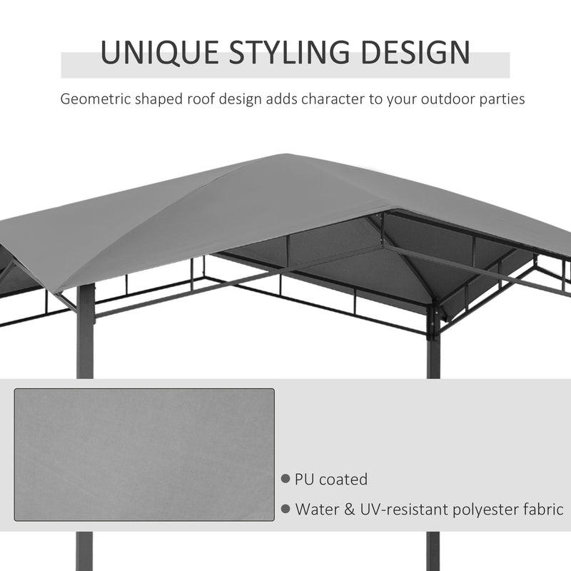 Outsunny 3x3(m) Outdoor Patio Gazebo Pavilion Canopy Tent Steel Frame Grey