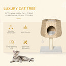 PawHut Cat Tree Activity Center with Cattail Fluff Bed Condo Sisal Post Ball