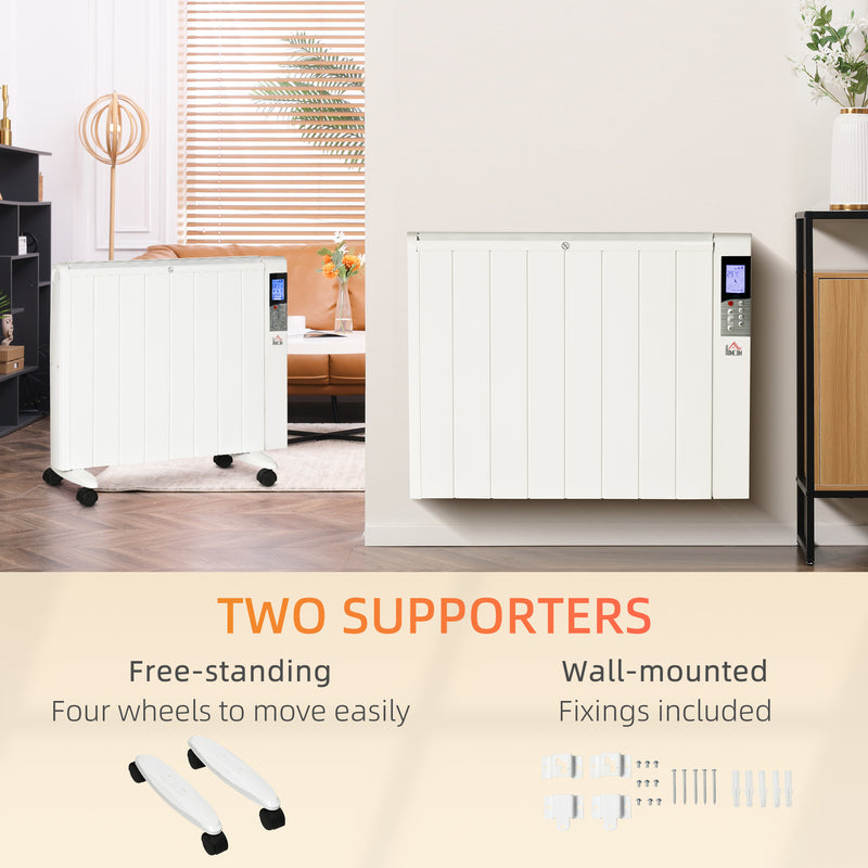 HOMCOM Convector Radiator Panel Space Heater Freestanding / Wall-mounted White